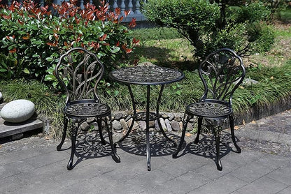 Mandolin Patio Table and Chairs,5 Piece Outdoor Dining Set,Rust-Resistant Cast Aluminum Bistro Set,with Cushion,Tulip Design (Copper)