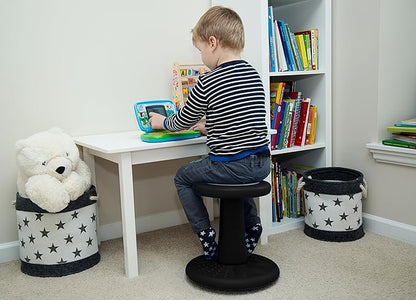 Studico ActiveChairs Kids Wobble Chair, Flexible Preschool & Elementary Classroom Seating, Improves Focus, Posture & Helps ADHD/ADD, Sensory Chair, [Active Fidget Chairs], 14" Stool, Ages 3-7, Black