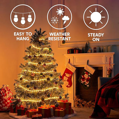 Joiedomi 40FT LED Candy Cane Rope Lights, Waterproof Outdoor 360 LED Christmas Decor Lights for Garden Yard Party Xmas Christmas Holiday Decorations