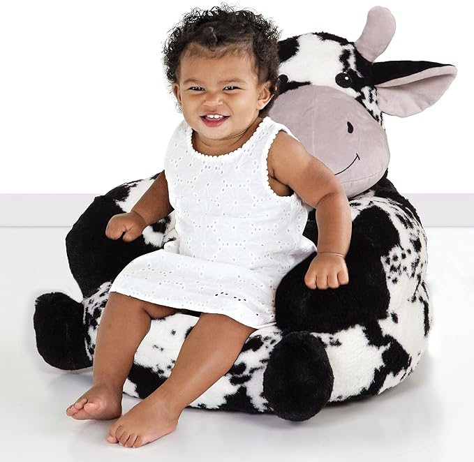 Trend Lab Cow Toddler Chair Plush Character Kids Chair Comfy Furniture Pillow Chair for Boys and Girls, 21 x 19 x 19 inches