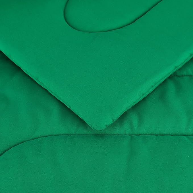 Amazon Basics 5 Piece Microfiber Kid's Bed-in-a-Bag Bedding Set, Twin, Green, Solid