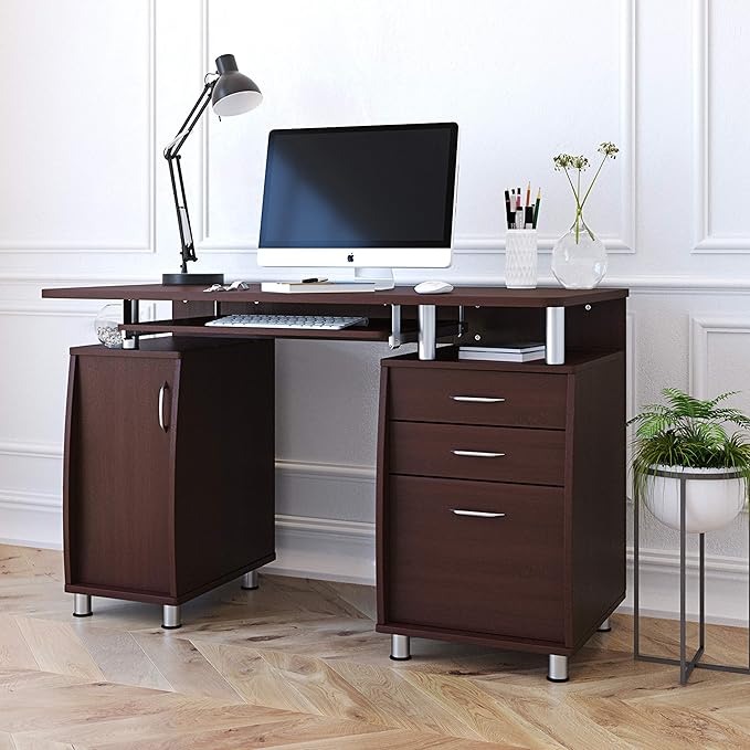 NicBex Laik-DW-00044-DX Desks, 47.5" W x 23.5" D x 30" H, Chocolate