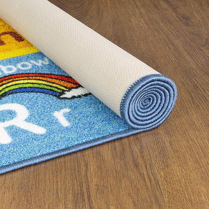 KC Cubs Kids Rug, Baby Play Mat ABC Alphabet with Animals Old MacDonald Educational Learning Game Play Area Non Slip Baby Girl & Boy Carpet for Children Bedroom Toddler Playroom Floor Mat Nursery Rug