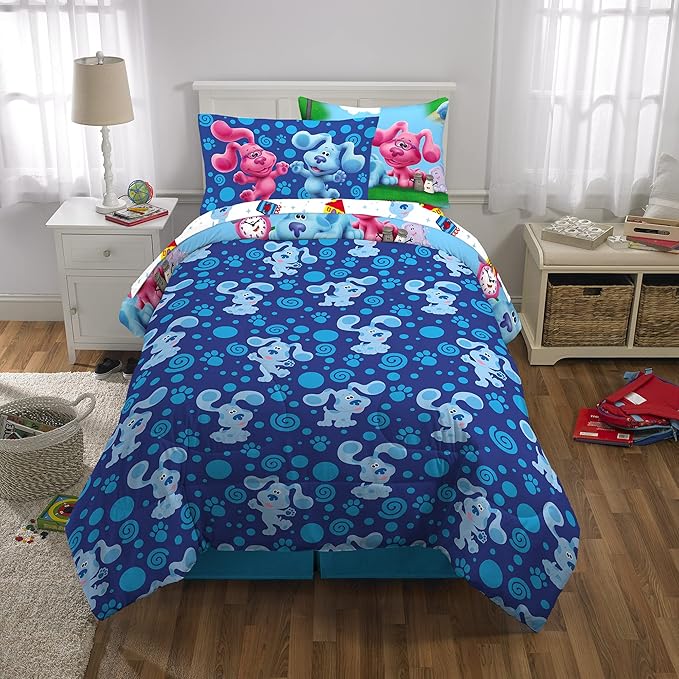 Franco Kids Bedding Super Soft Comforter and Sheet Set with Sham, 5 Piece Twin Size, Blues Clues