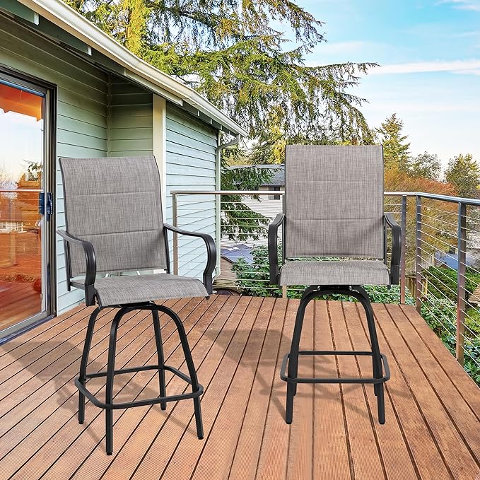 Shintenchi HGB-GR-C patio bar sets, Set of 2, Padded Gray