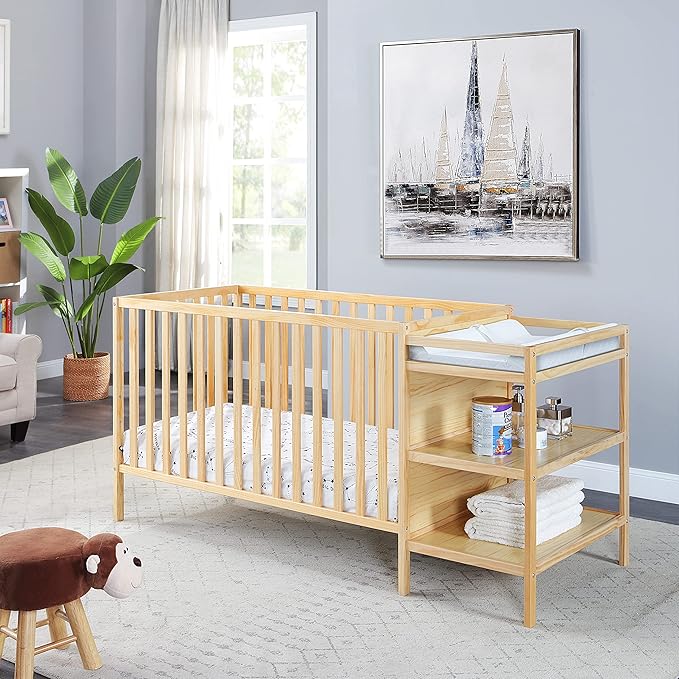 Suite Bebe Palmer Island 3-in-1 Convertible Crib and Changer Combo in Natural