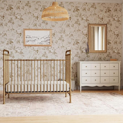 NAMESAKE Abigail 3-in-1 Convertible Metal Crib in Vintage Gold, Greenguard Gold Certified