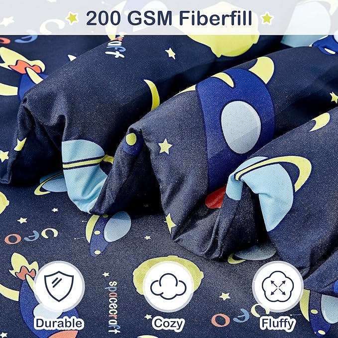 Mooreeke Bed in a Bag for Kids Boys Teens, 5 Pieces Twin Size Comforter Bed Set with Shams, Sheet Set, Space Planet Blue Black Super Soft Microfiber Kids Comforter Bedding Set