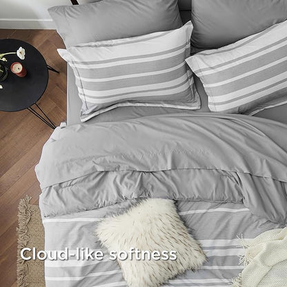 Bedsure Extra Long Twin XL Comforter Set, Grey Twin XL Bedding Set, All Season Dorm Room Essentials with 1 Pillow Sham, Flat Sheet, Fitted Sheet and 1 Pillowcase