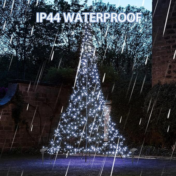 Dazzle Bright 4 Pack Solar String Lights Outdoor, Total 160FT 480LED Solar Powered Waterproof Fairy Lights 8 Modes, Silver Wire Lights for Christmas Patio Party Tree Yard Decoration (White)