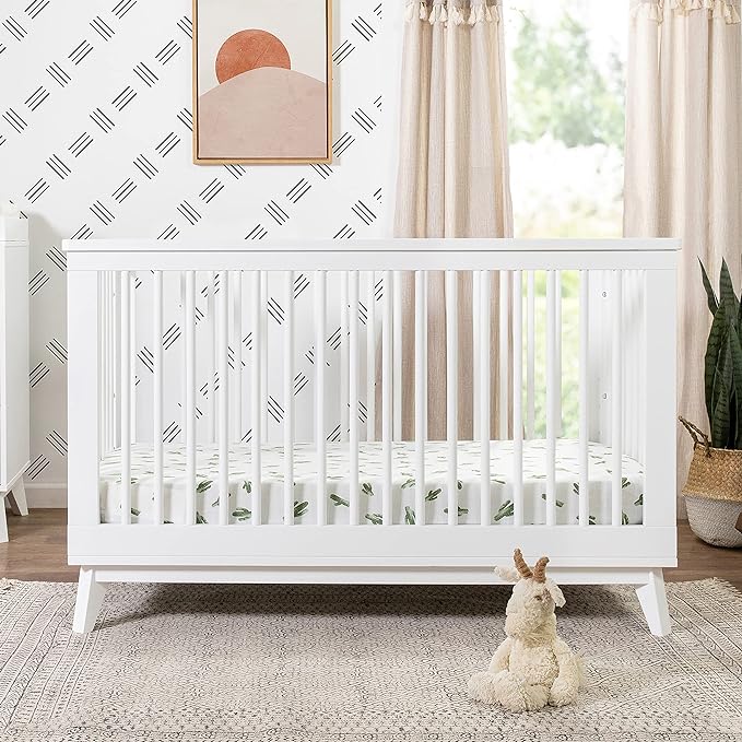 Babyletto Scoot 3-in-1 Convertible Crib with Toddler Bed Conversion Kit in White, Greenguard Gold Certified