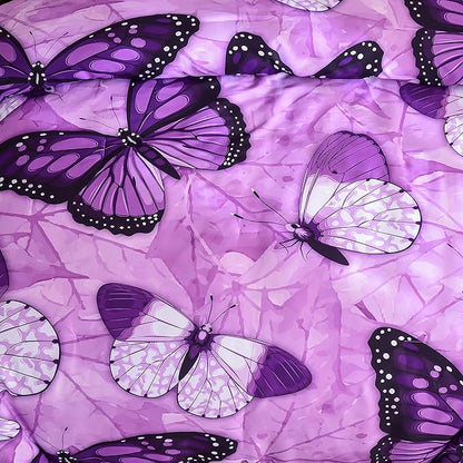 Btargot 3 Piece Purple Butterfly Girls Kids Adults Full Size Comforter Set, Lightweight Soft All Season Bedding Set with 2 Pillowcases