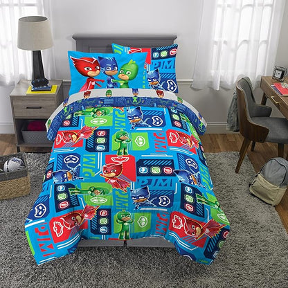 Franco Kids Bedding Super Soft Comforter and Sheet Set with Sham, 5 Piece Twin Size, PJ Masks