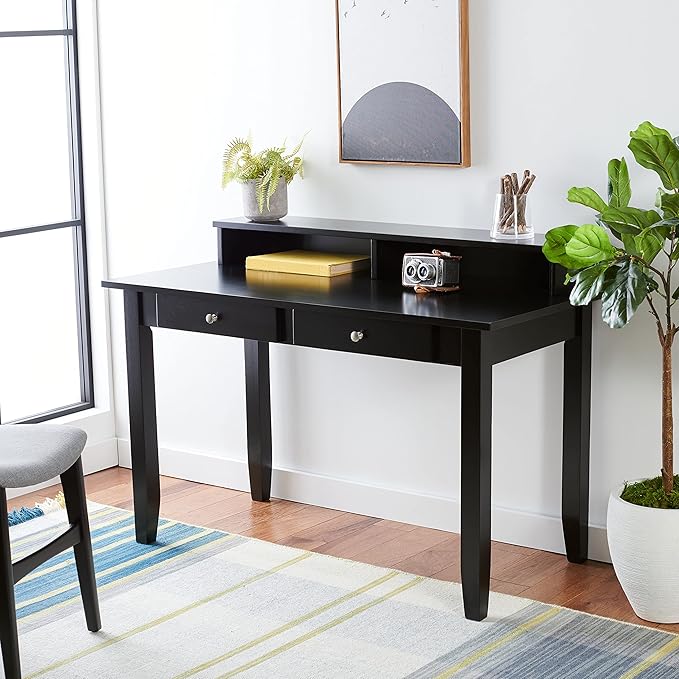 SAFAVIEH Home Collection Winsome Matte Black 2-Drawer Office Living Room Bedroom Study Foyer Writing Desk DSK1402A, 0