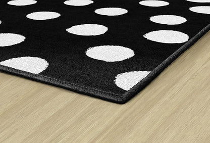 Flagship Carpets Schoolgirl Style Picasso Painted Dots Classroom Area Rug for Indoor Classroom Learning or Kid Bedroom Educational Play Mat, 7'6"x12', Black