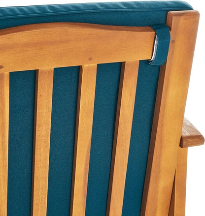 Christopher Knight Home Carolina Outdoor 4 Piece Patina Acacia Wood Sofa Conversation Patio Furniture Sets with Cushions, 27.50" D x 24.00" W x 33.25" H, Dark Teal/Brown