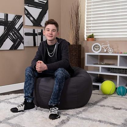 Flash Furniture Dillon Small Bean Bag Chair for Kids and Teens, Foam-Filled Beanbag Chair with Machine Washable Cover, Gray