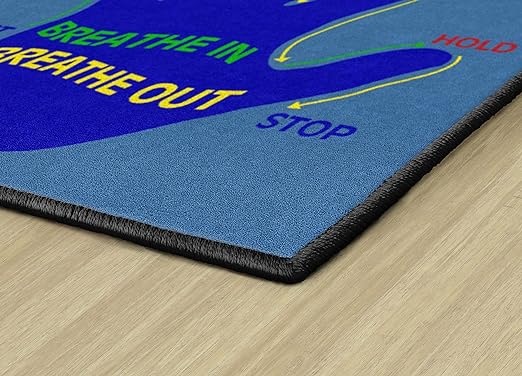 Flagship Carpets Get A Grip Childrens Time Out Children's Classroom or Playroom Carpet, Kids Room or Home Door Mat, Small Area Rug, 30" x 30", Rectangle, Blue