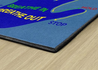 Flagship Carpets Get A Grip Childrens Time Out Children's Classroom or Playroom Carpet, Kids Room or Home Door Mat, Small Area Rug, 30" x 30", Rectangle, Blue