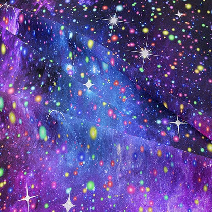 Kids Comforter Sets for Teen Girls, Purple Blue Galaxy Glitter Bedding Set for All Season, Purple Twin Bedding Sets for Kids Boys (Twin, 2 Pieces)