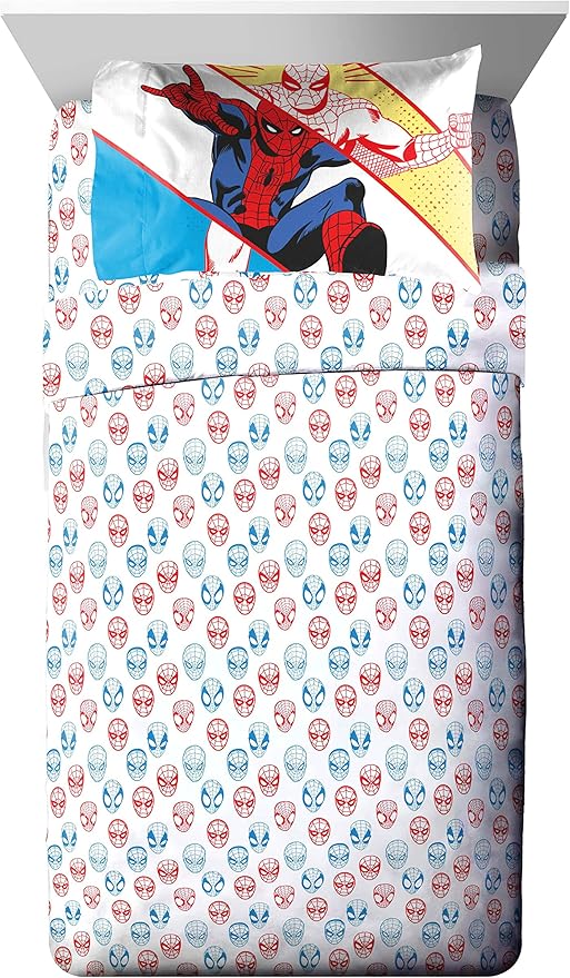 Marvel Spiderman Beyond Amazing 5 Piece Full Size Bed Set - Includes Comforter & Sheet Set Bedding - Super Soft Fade Resistant Microfiber (Official Product)