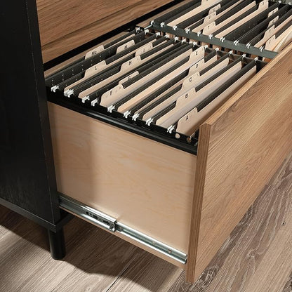 Sauder Acadia Way Lateral File, L: 30.32" x W: 19.45" x H: 29.76", Raven Oak Finish