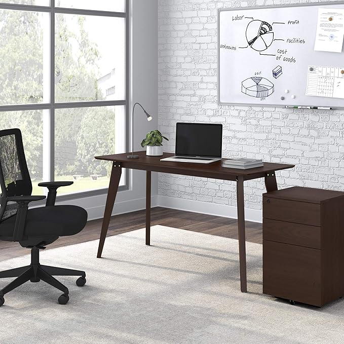 HON Basyx BSX55WPLMWMW Modern Home Office Wood Computer Desk, 55", Walnut
