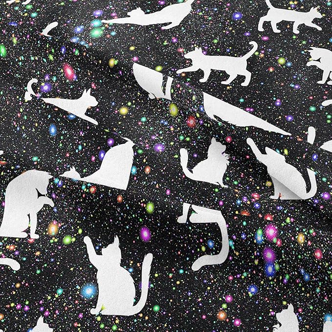 Tailor Shop Cat Comforter Set for Kids Boys Girls Teens Cute Cartoon Cat Galaxy Bedding Sets Black Dreamy Outer Space Twin Size with 1 Comforter 1 Pillow Sham…………