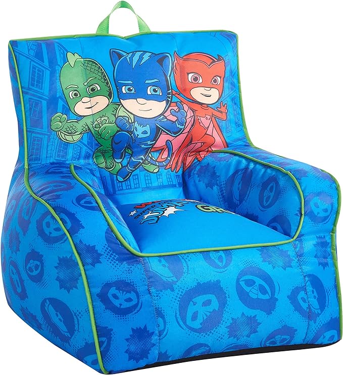 Idea Nuova PJ Mask Toddler Nylon Bean Bag Chair with Piping & Top Carry Handle, NK570401, Medium