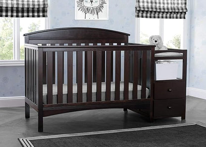 Delta Children Abby Convertible Crib 'N' Changer + Changing Pad and Cover [Bundle], Dark Chocolate