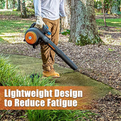 LawnMaster No-Pull Leaf Blower Gas-Powered with Electric Start Variable Speed & Cruise Control,26 cc 2-Cycle Engine, Class Leading 350CFM,200MPH, (NPTBL26A)