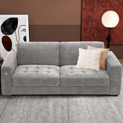 Ihanherry 111.4" L Shaped Modern Sofa Modular Sectional Cloud Couch with Ottoman, 4-Seat Chenille Deep Seat Sofa with Pillow for Living Room, Bedroom and Apartment, Beige