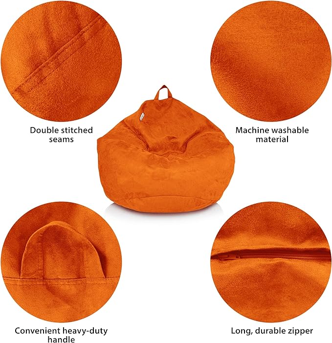 Bean Bag Stuffed Animal Storage Or Cover | No Filler | Extra Large | for Adults Or Kids | Double Stitched | Durable Zipper | Premium Microsuede