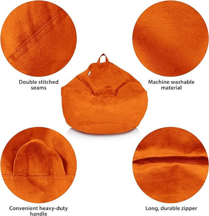 Bean Bag Stuffed Animal Storage Or Cover | No Filler | Extra Large | for Adults Or Kids | Double Stitched | Durable Zipper | Premium Microsuede