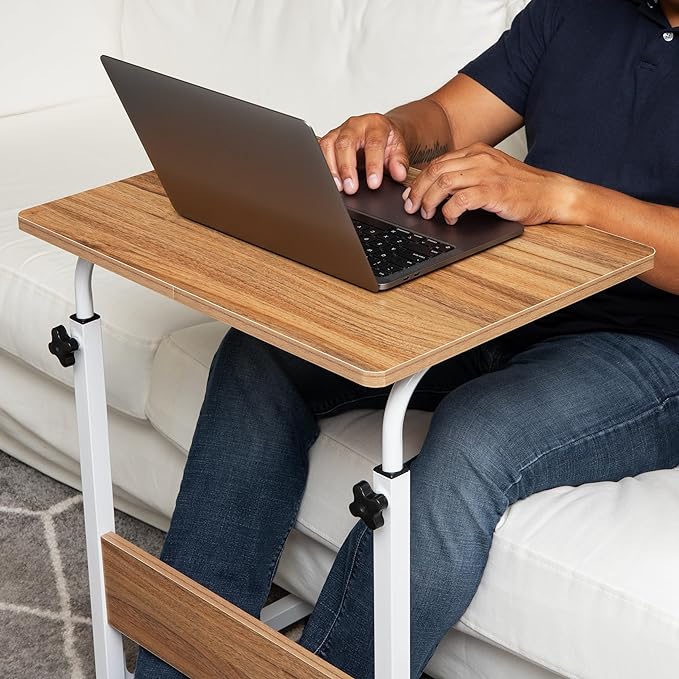 Mind Reader Woodland Collection, Mobile Sit/Stand Laptop Desk Adjustable, Lockable Casters, Portable, 21.75" L x 15.75" W x 33" H, Medium, Brown