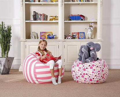 Aubliss Stuffed Animal Bean Bag Storage Chair (Pink Star, Medium (32''))