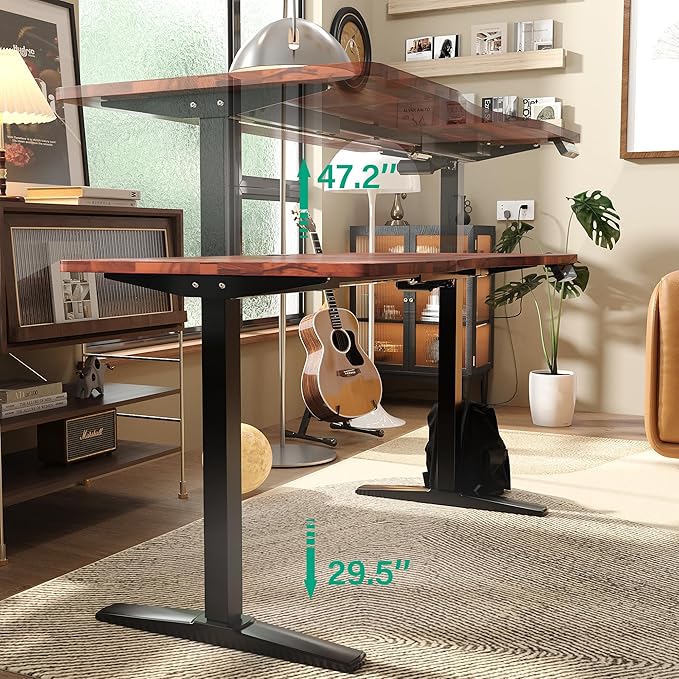 Monomi Height Adjustable Electric Standing Desk, 55 x 28 Inches Stand up Desk, Sit Stand Home Office Computer Desk(Black Frame+Cherry Top)