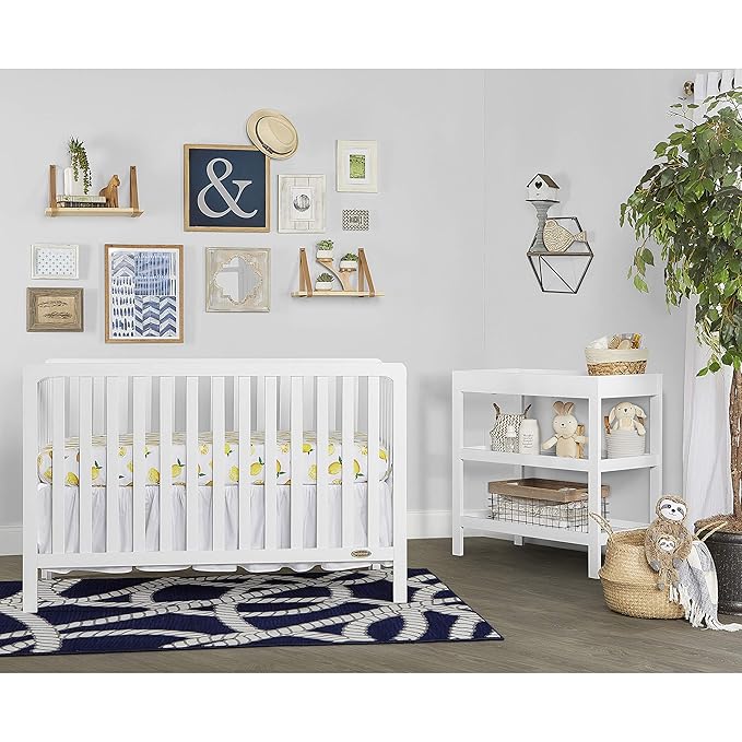 Nursery Essentials Bundle of Dream On Me Ridgefield 5-in-1 Convertible Crib, Dream On Me Ridgefield Changing-Table, with a Dream On Me Honeycomb Orthopedic Firm Fiber Standard Crib Mattress