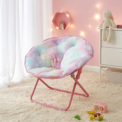 Heritage Kids Rainbow Faux Fur Kids Folding Saucer Chair