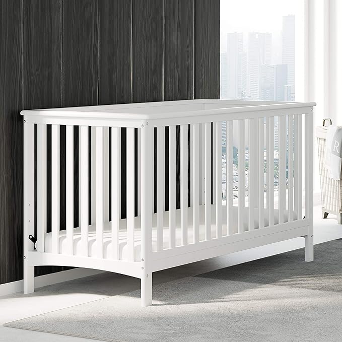 Storkcraft Hillcrest 4-in-1 Convertible Crib (White) - Converts to Daybed, Toddler Bed, and Full-Size Bed, Fits Standard Full-Size Crib Mattress, Adjustable Mattress Support Base