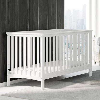 Storkcraft Hillcrest 4-in-1 Convertible Crib (White) - Converts to Daybed, Toddler Bed, and Full-Size Bed, Fits Standard Full-Size Crib Mattress, Adjustable Mattress Support Base