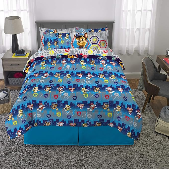 Franco Kids Bedding Super Soft Comforter and Sheet Set with Sham, 7 Piece Full Size, Paw Patrol Movie