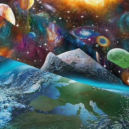 Tailor Shop 5 Pcs Outer Space Comforter Sets Full Bed in A Bag for Teen Boys Girls Kids,Galaxy Bedding Set with Space Sheets Fitted Bed Sheet