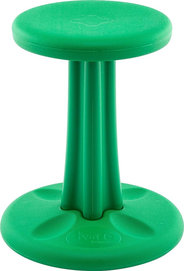 Kore Kids Junior Wobble Chair - Flexible Seating Stool for Classroom, Elementary School, ADD/ADHD - Made in The USA - Junior- Age 8-9, Grade 3-4, Green (16in)