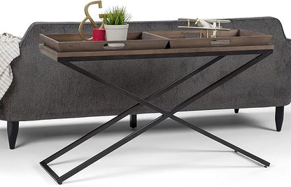SIMPLIHOME Damien SOLID ELM WOOD 50 Inch Wide Console Table in Distressed Natural Elm, For the Living room, Entryway and Bedroom