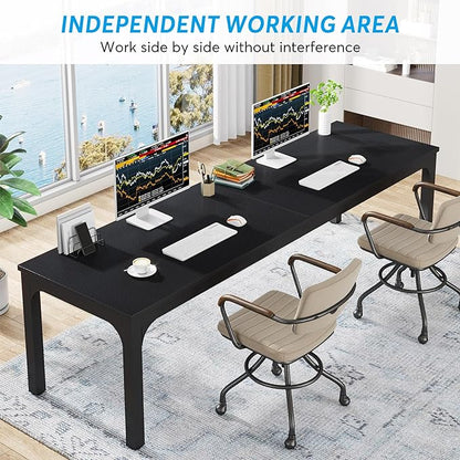 78.7 Inches Extra Long Two Person Office Desk,Double Workstation for Home Office,Black