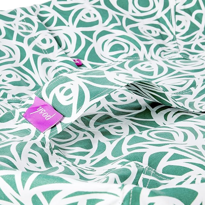 Posh Creations Bean Bag Chair for Kids, Teens, and Adults Includes Removable and Machine Washable Cover, 38in - Large, Canvas Roses Mint