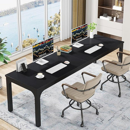 78.7 Inches Extra Long Two Person Office Desk,Double Workstation for Home Office,Black