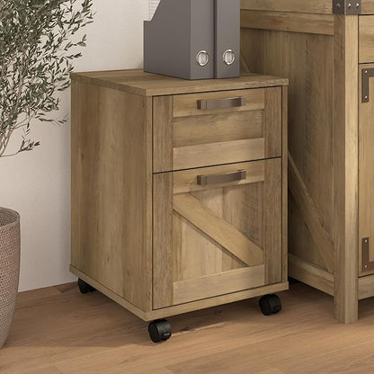 Bush Furniture Knoxville 2 Drawer Mobile File Cabinet, Rolling Document Storage for Home Office, Reclaimed Pine