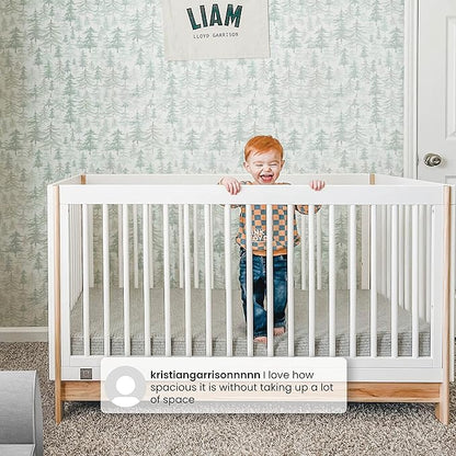 GAP babyGap Tate 4-in-1 Convertible Crib - Greenguard Gold Certified, Bianca White/Natural